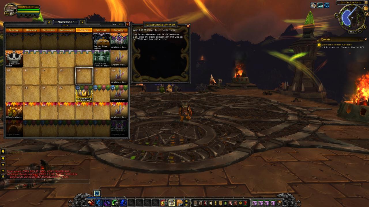 [14/11/2014] Am 21.11.2014 ist World of Warcraft genau 10 Jahre alt.