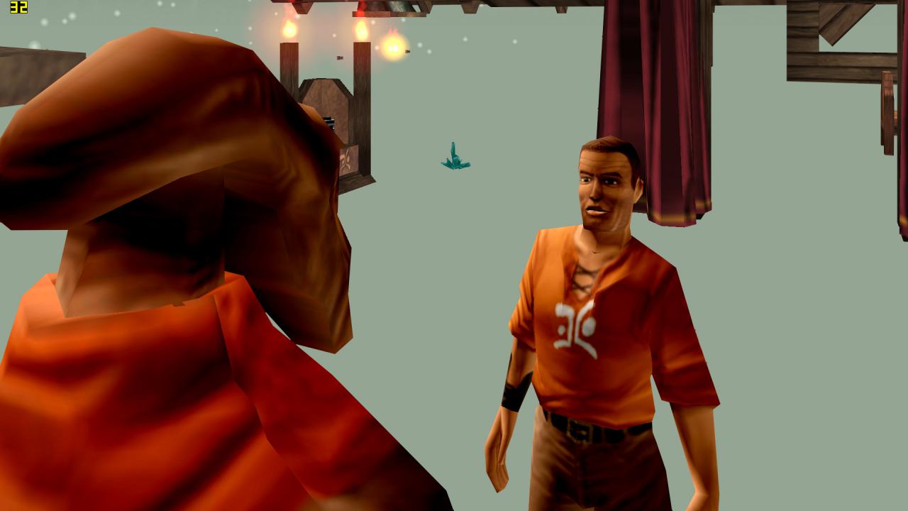 [22/12/2014] Outcast 1.1: Wer in Full HD spielt, stößt bei einigen Kameraperspektiven auf derartige Grafikfehler. Patches werden's vermutlich richten, bis dahin helfen geringere Pixelmengen.
