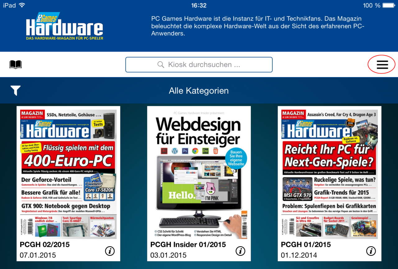[22/01/2015] Falls Sie eine App nutzen: Klicken Sie oben rechts auf das markierte Symbol.