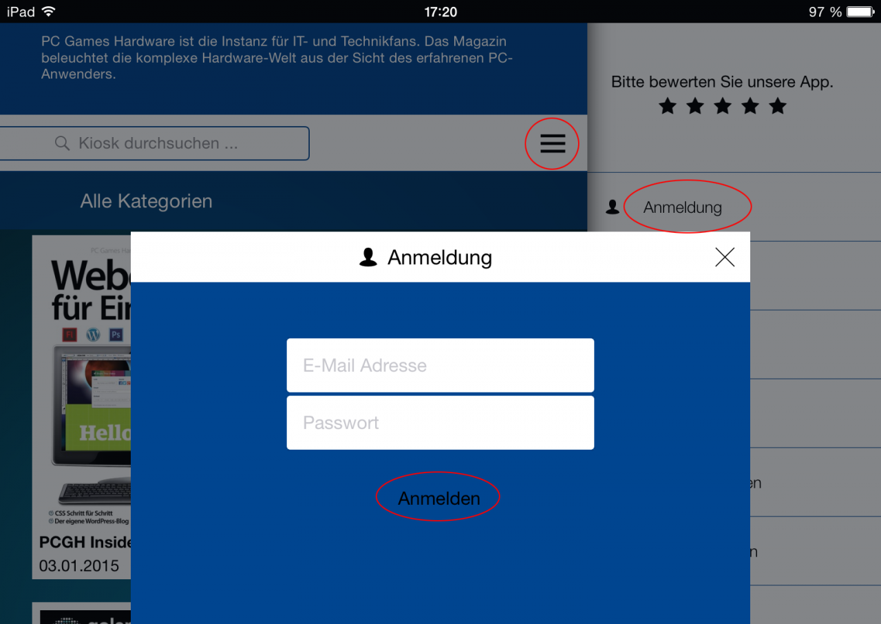 [22/01/2015] ... und geben schließlich Ihre Account-Daten ein.