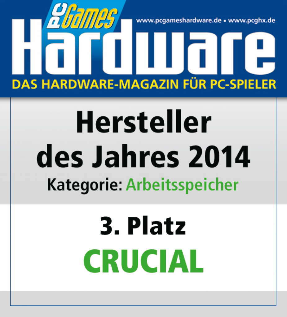 [27/01/2015] AWARD Arbeitsspeicher Platz 3 Crucial