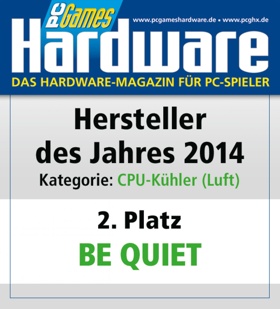 [27/01/2015] AWARD CPU Kühler Luft Platz 2 Be quiet