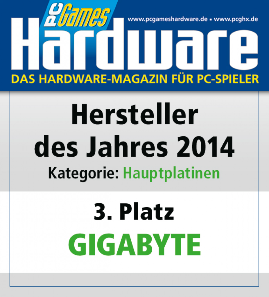 [27/01/2015] AWARD Hauptplatinen Platz 3 Gigabyte