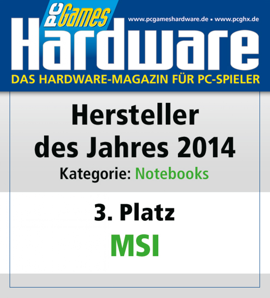 [27/01/2015] AWARD Notebooks Platz 3 MSI