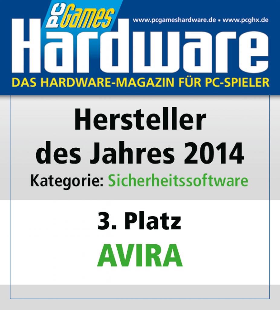 [27/01/2015] AWARD Sicherheitssoftware Platz 3 Avira