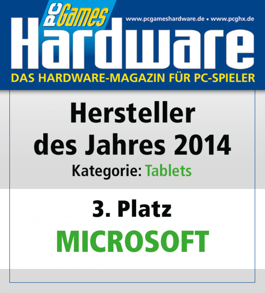 [27/01/2015] AWARD Tablets Platz 3 Microsoft