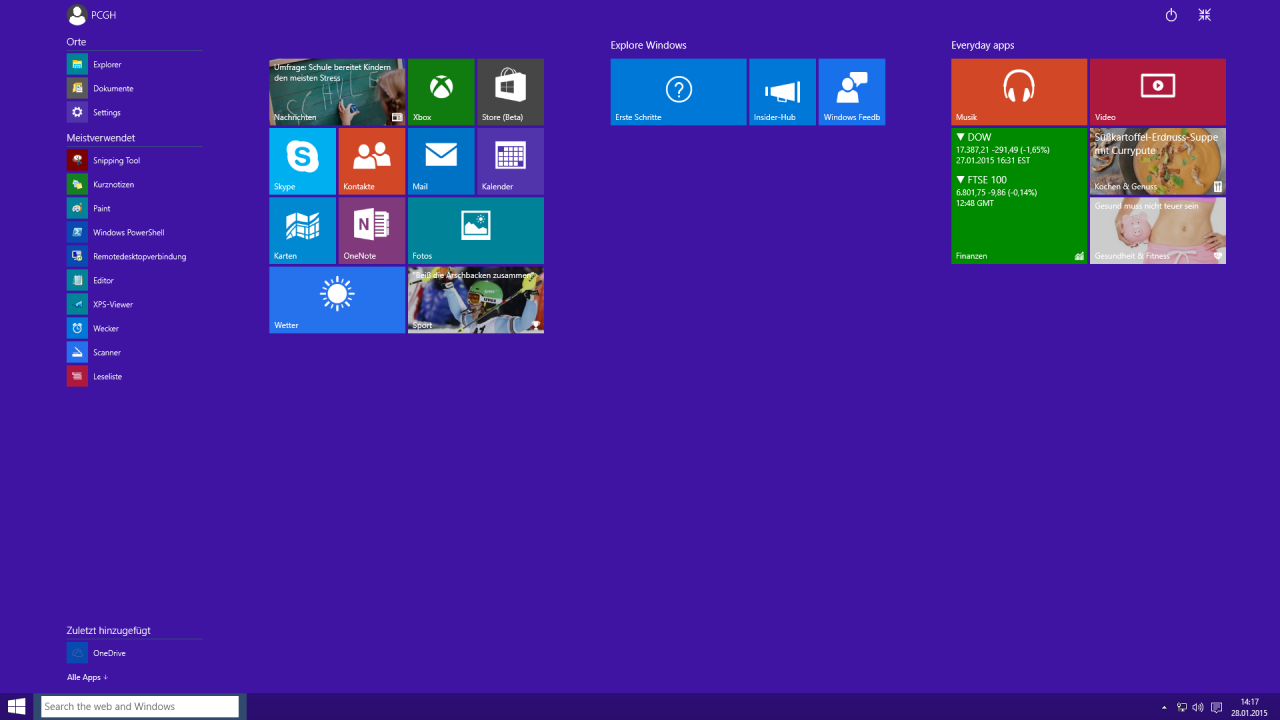 [30/01/2015] Windows: January Technical Preview im Test