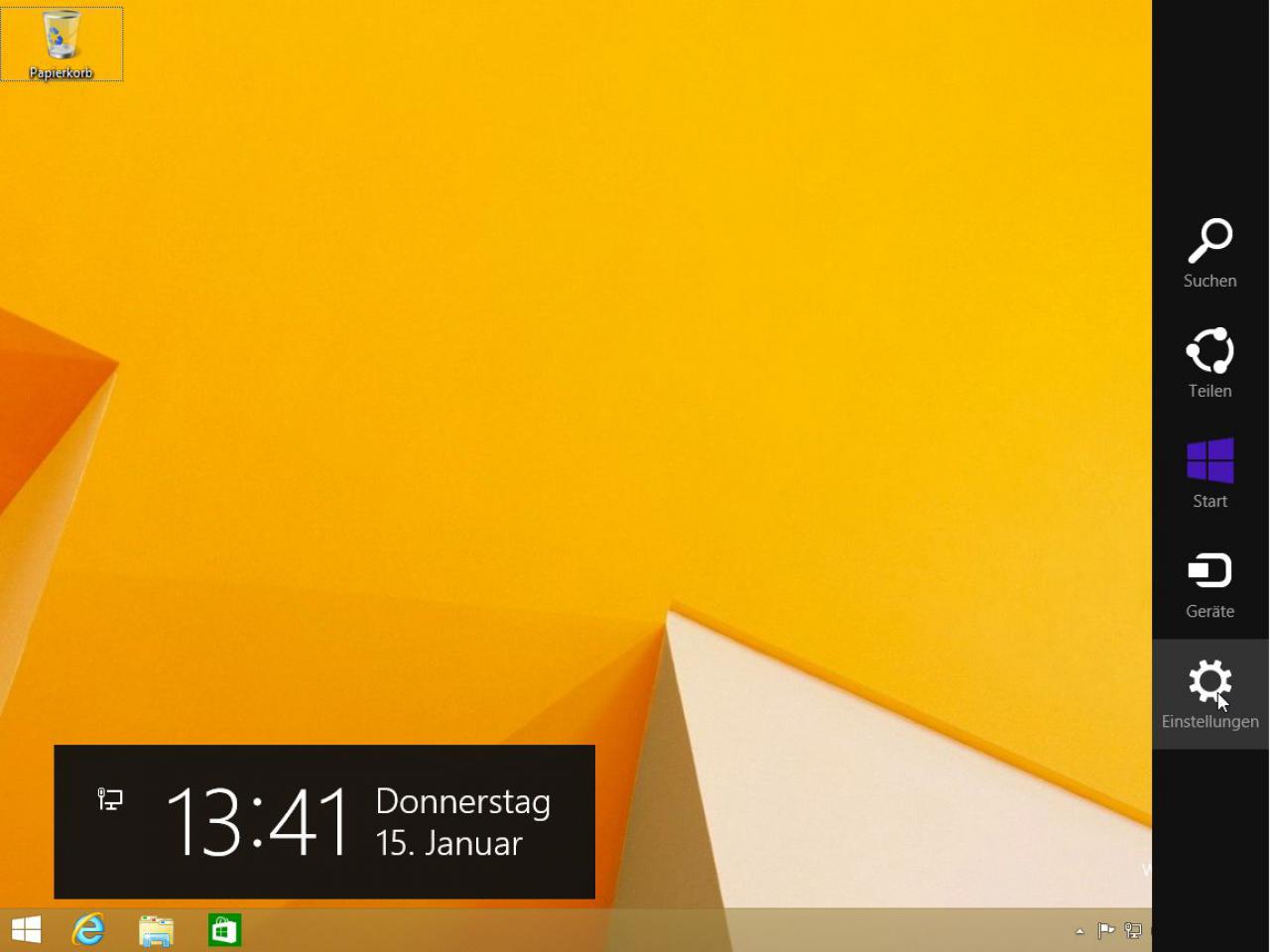 [15/01/2015] Die Charms-Bar lässt sich via Mausgeste oder mittels Tastenkombination Windows-Taste + C öffnen.