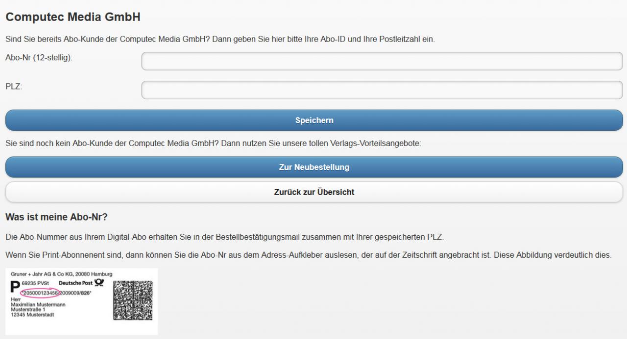 [22/01/2015] Falls Sie bereits ein Digital-Abo-Kunde sind, geben Sie hier Ihre Abo-Nummer und die Postleitzahl ein.