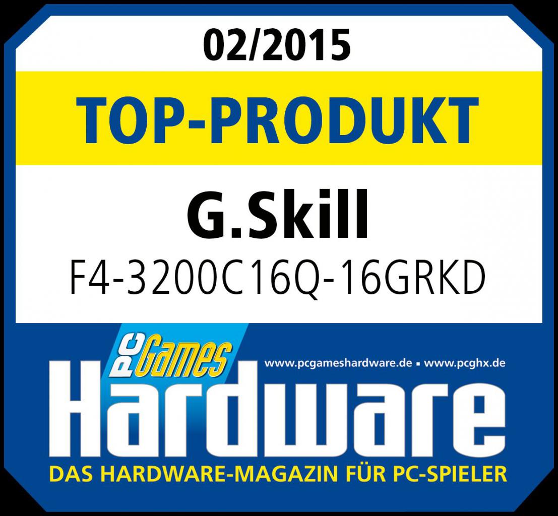 [26/02/2015] Top-Produkt-Award für G.Skill Ripjaws 4 (F4-3200C16Q-16GRKD