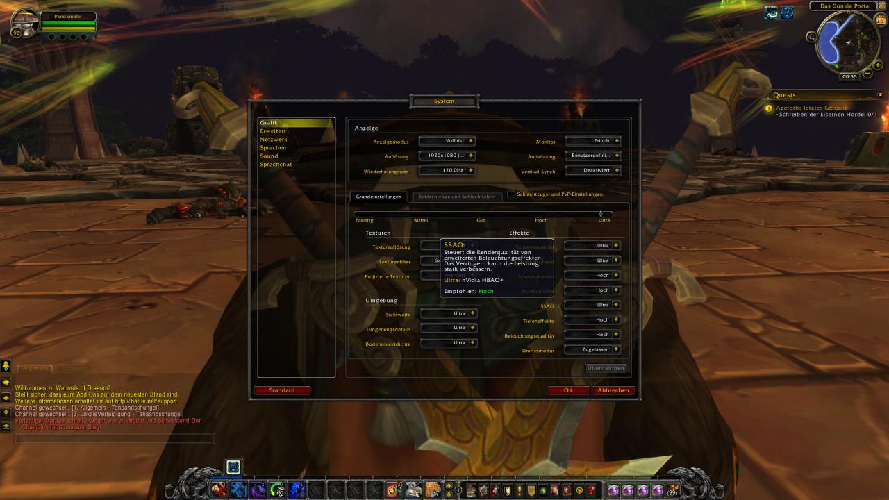 [26/02/2015] WoW 6.1: Erweitertes Grafikmenü: SSAO-Optionen - Nvidias HBAO+ ist neu in WoW 6.1 und ab 