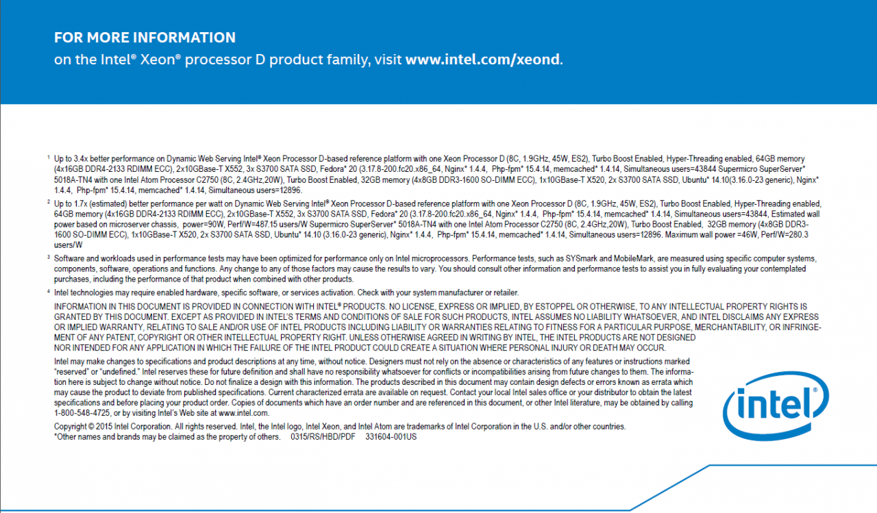 [09/03/2015] Intel Xeon D Product Brief (Footnotes)