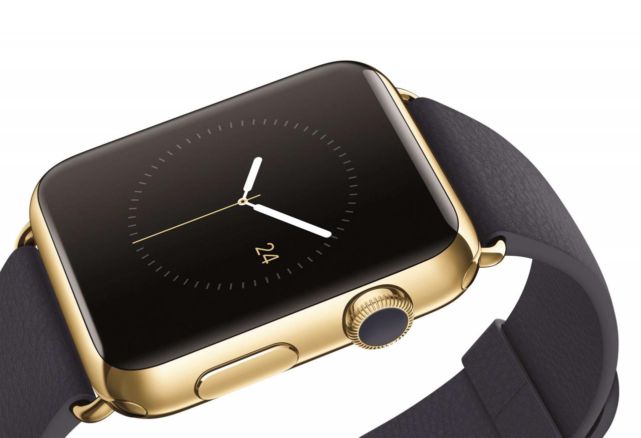 [10/03/2015] So sieht das Gold-Modell der Apple Watch aus.