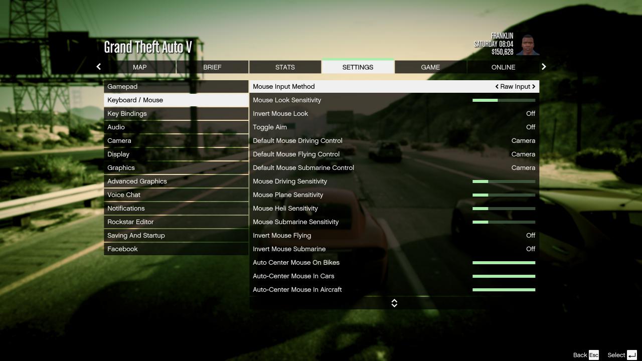 [08/04/2015] GTA 5 PC: Screenshot aus dem Spielmenü - Keyboard und Maus