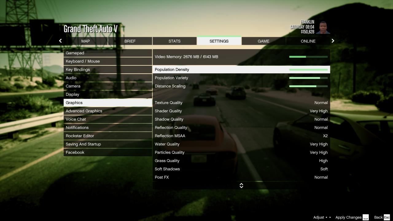 [08/04/2015] GTA 5 PC: Screenshot aus dem Spielmenü - Detaileinstellungen für die Bildqualität