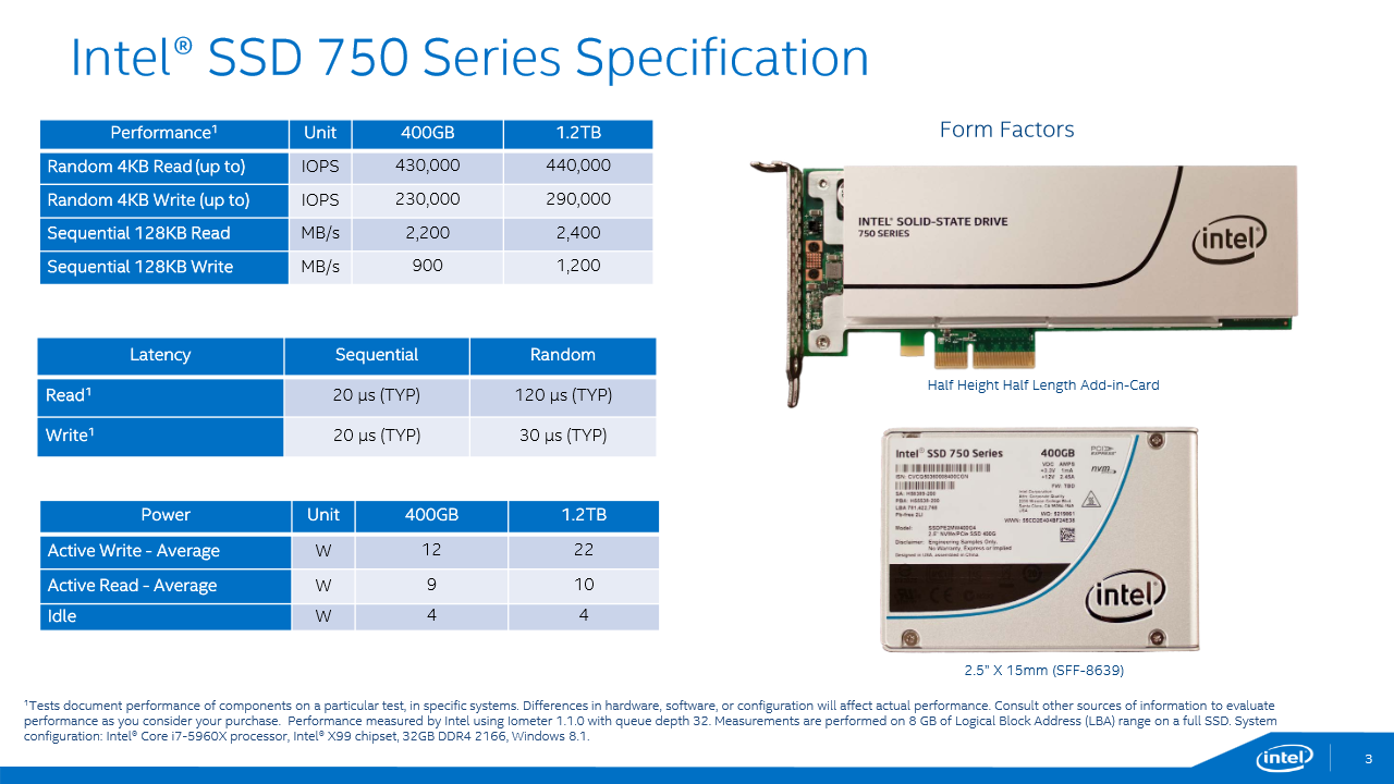 [02/04/2015] Intel SSD 750 Spezifikationen