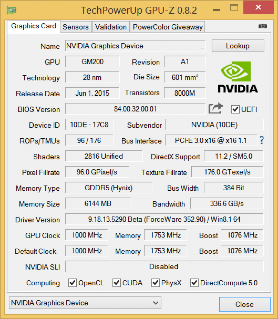 [27/05/2015] Geforce GTX 980 Ti: GPU-Z liefert alle Informationen auf einen Blick.