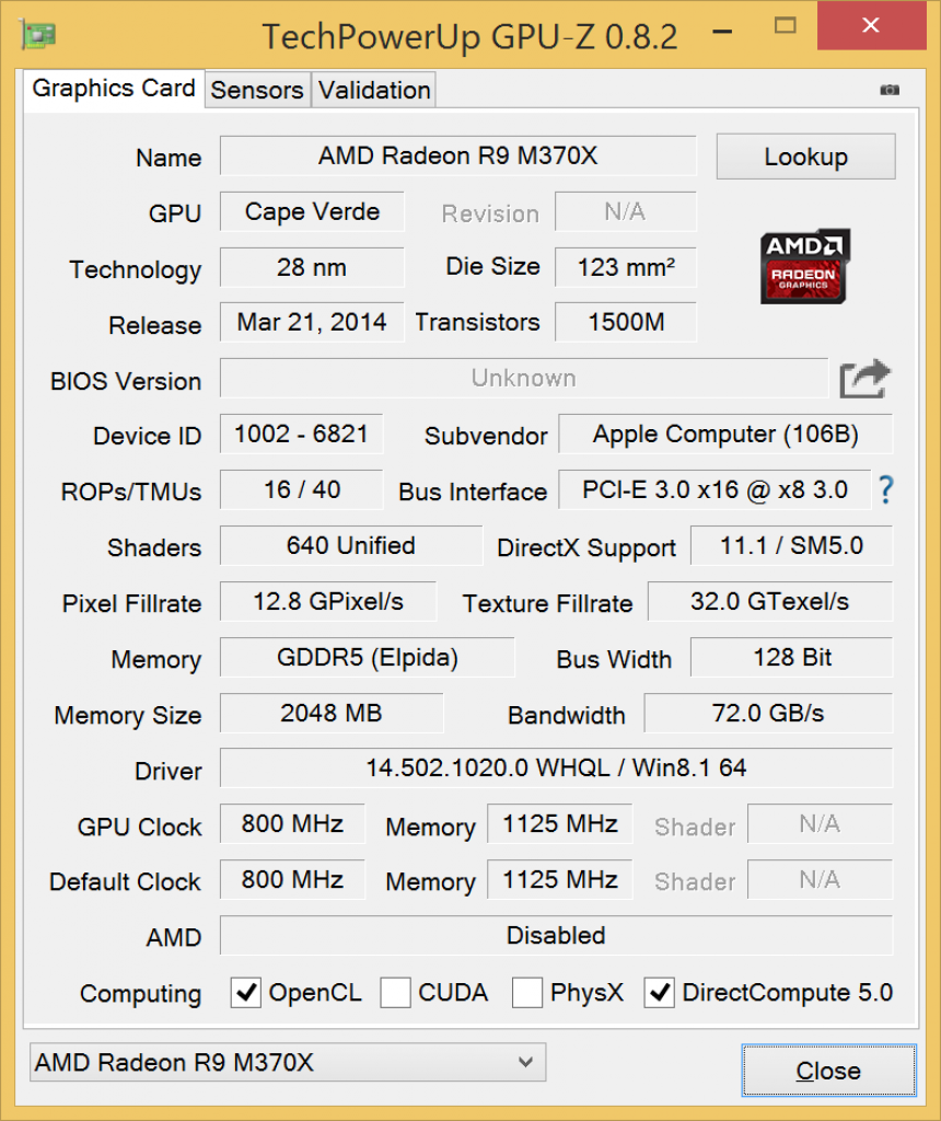 [27/05/2015] Apple Retina Macbook Pro: R9 M370X basiert noch auf Cape Verde (1)