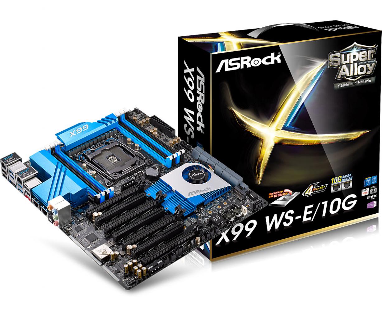 [26/05/2015] Gigabit-LAN boten schon einige Sockel-A-Platinen, aber es dauerte bis zum Asrocks X99 WS-E/10G, ehe eine Endkundenplatine mit 10-Gigabit-LAN erschien.
