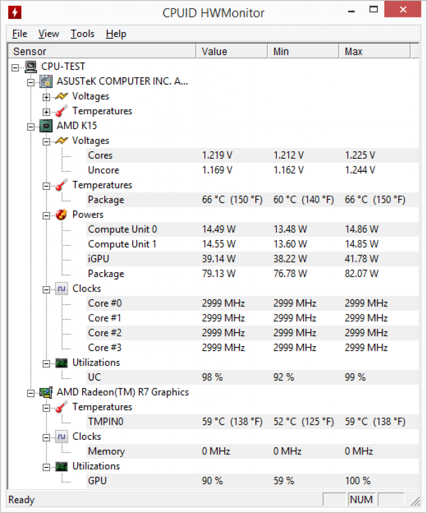 [30/06/2015] AMD A10 7870K (HWMonitor) Luxmark 2.0 bei gleichzeitiger CPU- und GPU-Nutzung