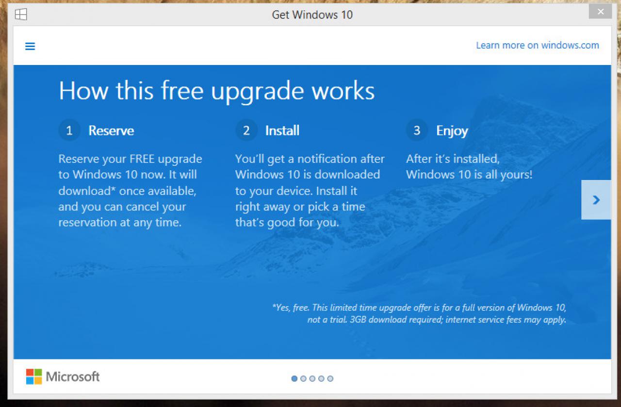 [01/06/2015] Microsoft startet die Reservierungen für Windows 10.