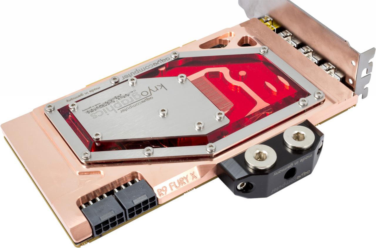 [13/07/2015] AMD Radeon R9 Fury X: Aqua Computers Wasserkühler deckt das ganze PCB ab (2)