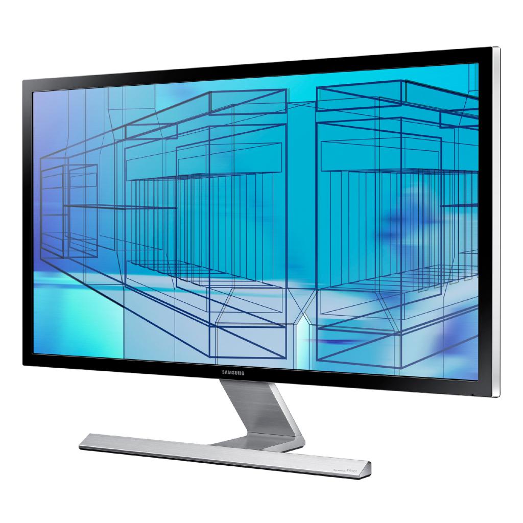 [28/07/2015] Der Samsung U28E590D LED zeigt auf 28 Zoll mit 3.840 × 2.160 Pixel vier mal so viele Bildpunkte wie ein Full-HD-Monitor an.