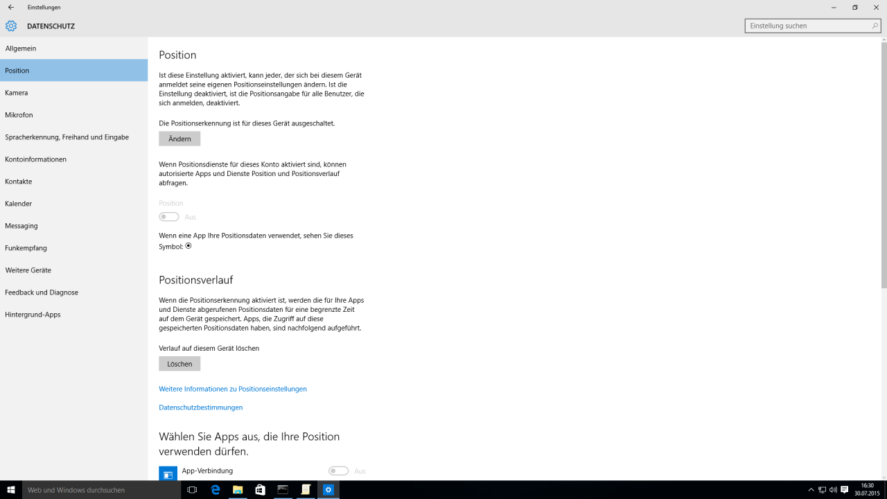 [30/07/2015] Windows 10: Datenschutz-Einstellungen (3)