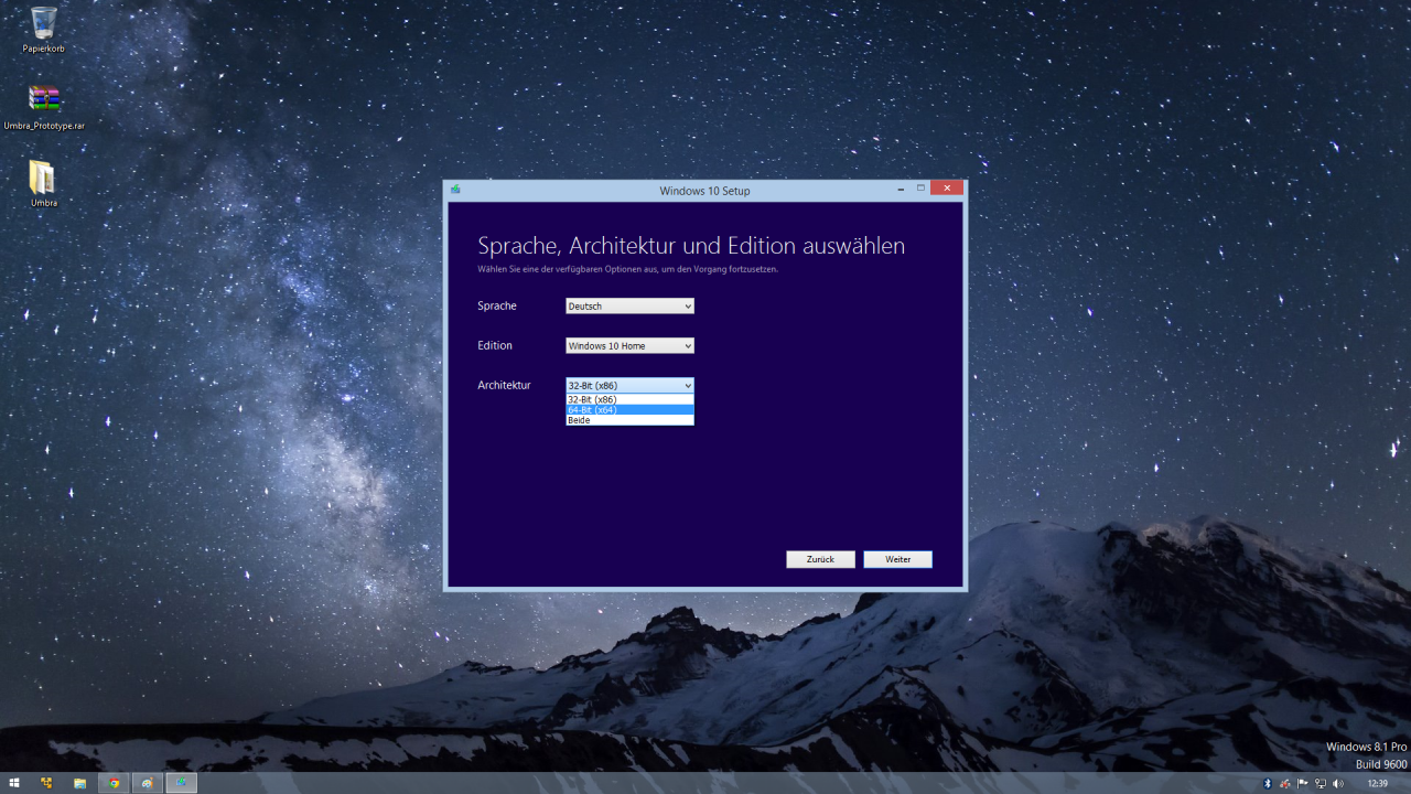 Media Creation Tool: Schritt 2 (Installationsmedium erstellen) - Sprache, Windows-10-Edition und Architektur auswählen