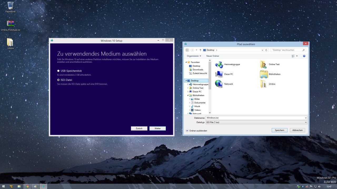 Media Creation Tool: Schritt 4 (Installationsmedium erstellen, DVD) - ISO-Datei auf dem PC speichern (danach mittels separater Software auf eine DVD brennen)
