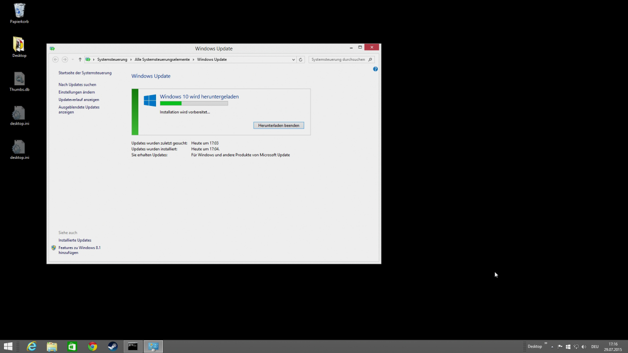 [29/07/2015] Forciertes Upgrade über Trick (Download unter Windows Update)