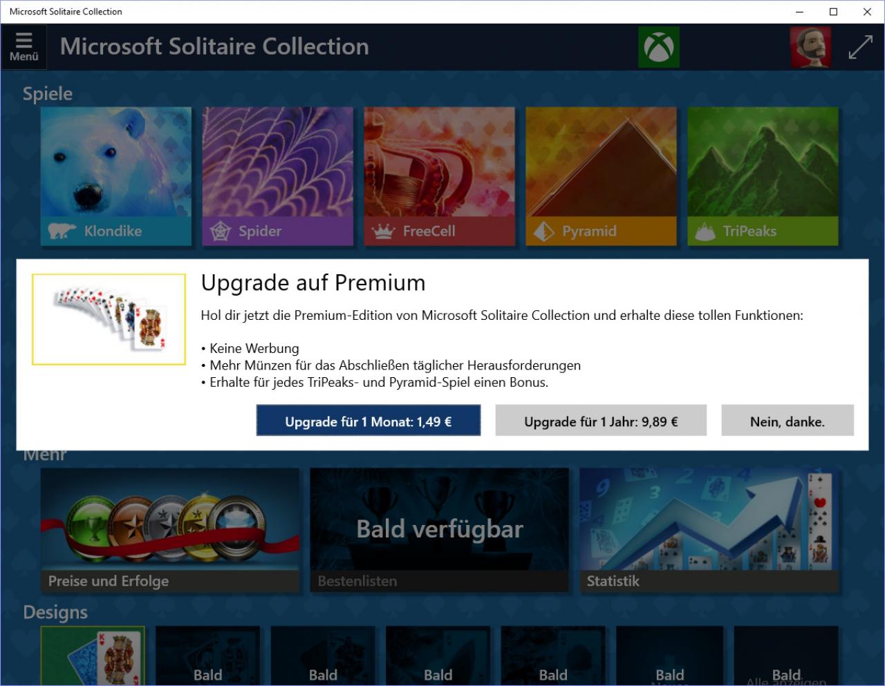 [29/07/2015] Microsoft Solitaire Collection mit optionalem In-App-Paket.