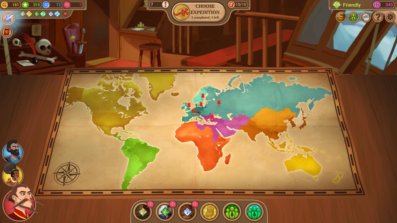 [28/09/2015] Renowned Explorers im Test: Auf der Weltkarte sucht man sich die erste Expedition aus.