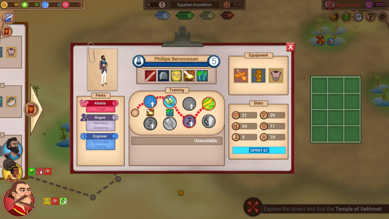 [28/09/2015] Renowned Explorers im Test: Unser Scientist Phillipe hat den Maximallevel 5 erreicht und damit einige Zusatzfertigkeiten freigeschaltet.