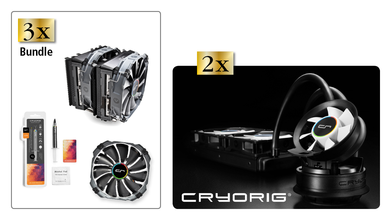 [01/10/2015] 2x CRYORIG A40 All-in-One-Wasserkühler - 3x R1 Ultimate + XF140 + CP5 WLP
