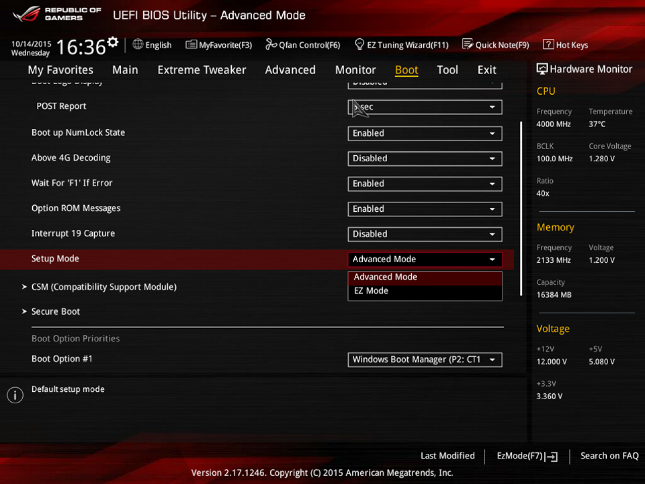 [14/10/2015] Asus Maximus 8 Hero Advanced Mode umschalten
