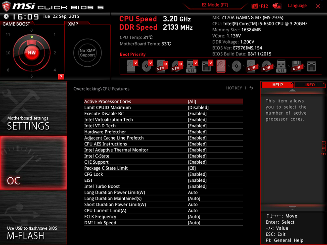 [14/10/2015] MSI Z170A Gaming M7 Power Limits etc.