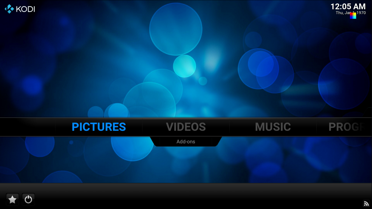 [19/10/2015] Bei OpenElec gibt es keinen Desktop. Stattdessen bootet das System sofort in den Kodi-Startbildschirm.
