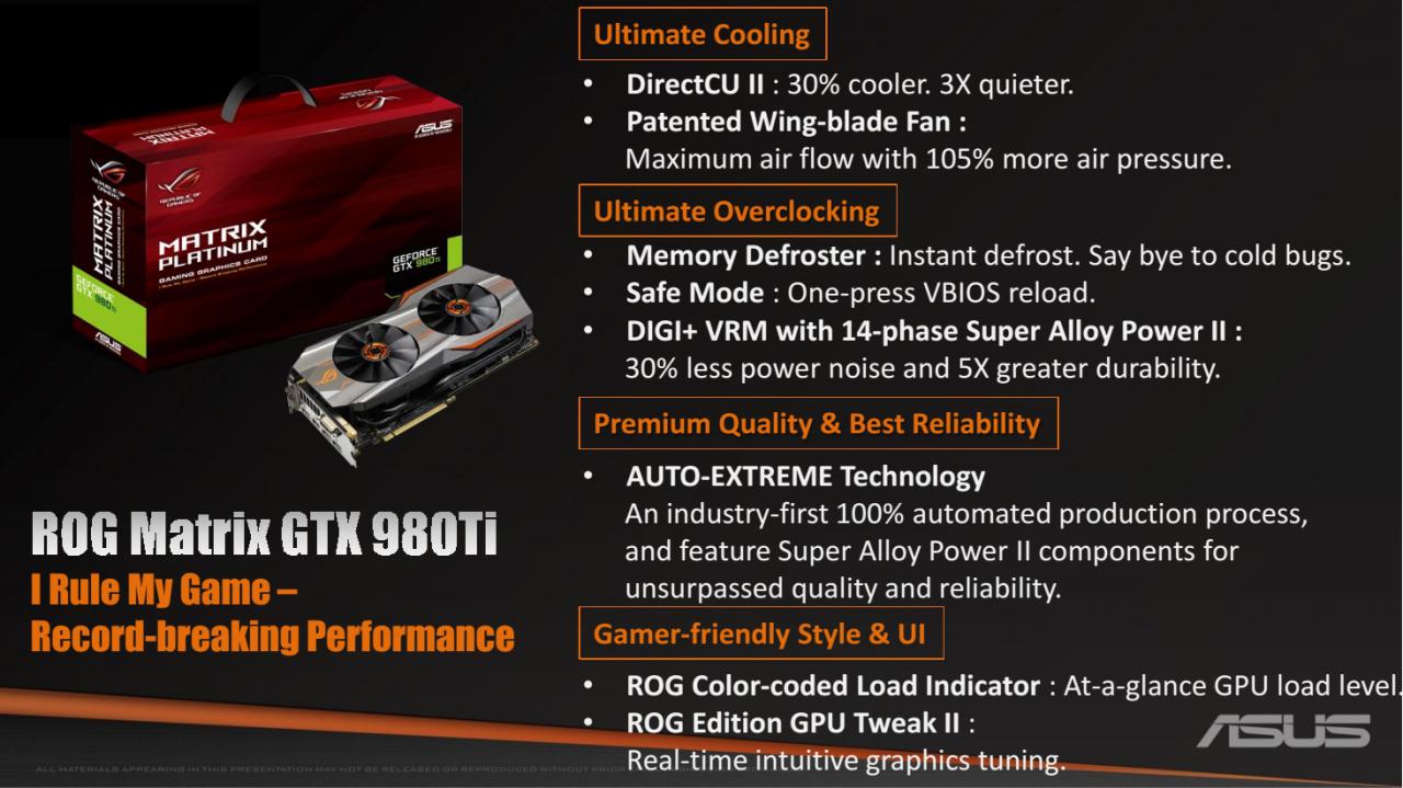 [26/10/2015] Asus ROG Matrix GTX 980 Ti Platinum ist das neue Top-Modell von Asus für Übertakter. (1)