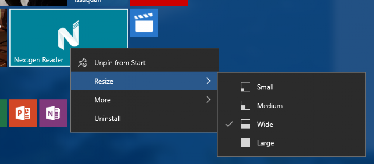[13/10/2015] Neue Kontext-Optionen im Startmenü