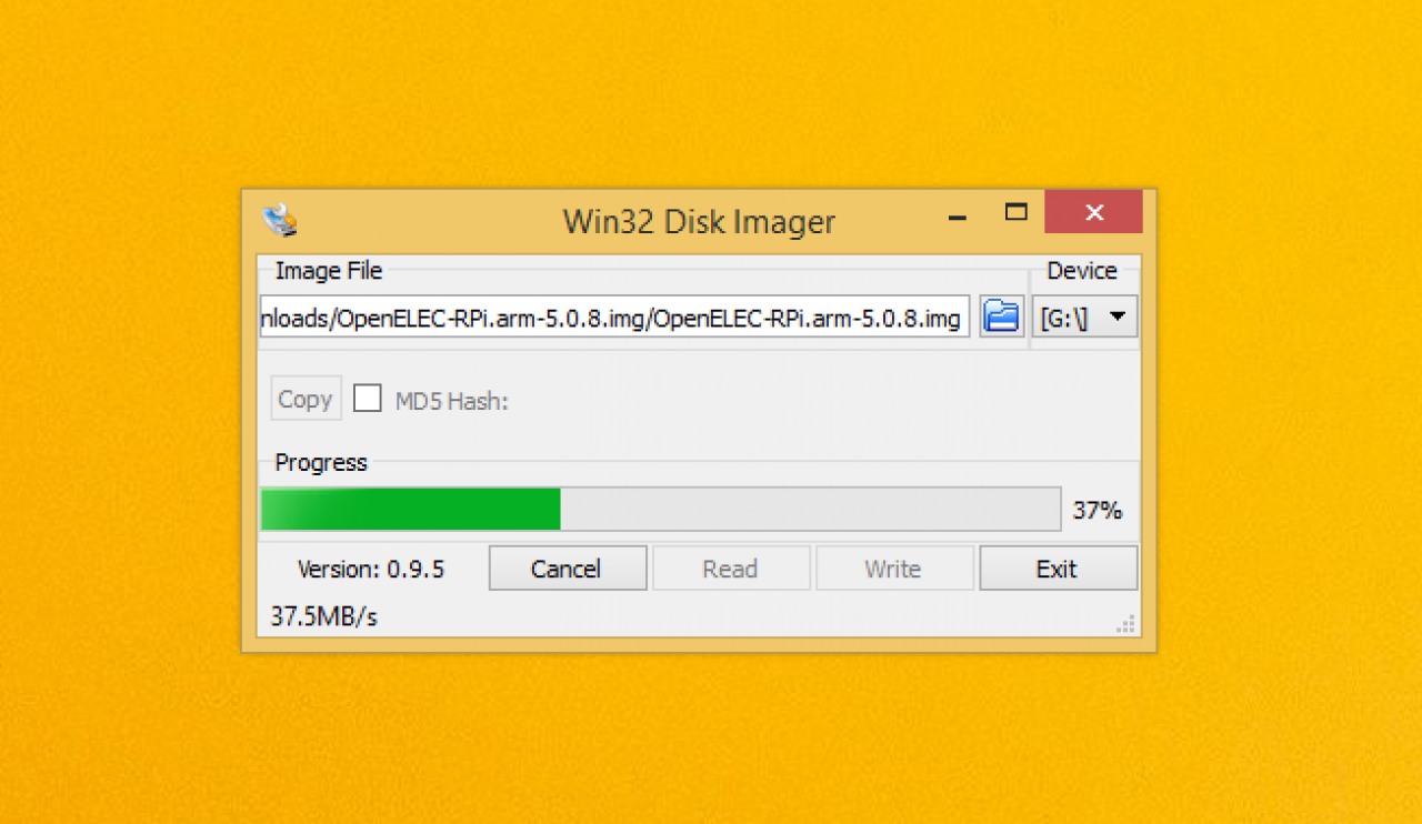 [19/10/2015] OpenElec kopieren Sie mit dem Win32 Disk Imager auf die SD-Karte.