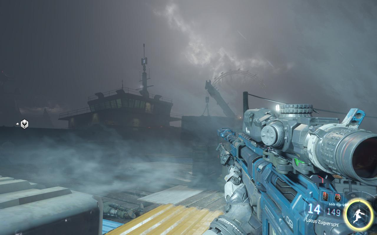 [07/11/2015] Call of Duty Black Ops 3 mit allen Grafikdetails am Anschlag. Die interne Renderauflösung beträgt 3.840 × 2.400 Pixel, was 2 × 2 Downsampling bei nativen 1.920 × 1.200 Pixeln respektive 1,5 × 1,5 DS bei nativen 2.560 × 1.600 Pixeln entspricht. Da schafft auch eine Titan X mit 1.450/4.200 MHz nur noch 45-60 Fps und nutz ihre 12 Gibyte Speicher voll aus. (77)