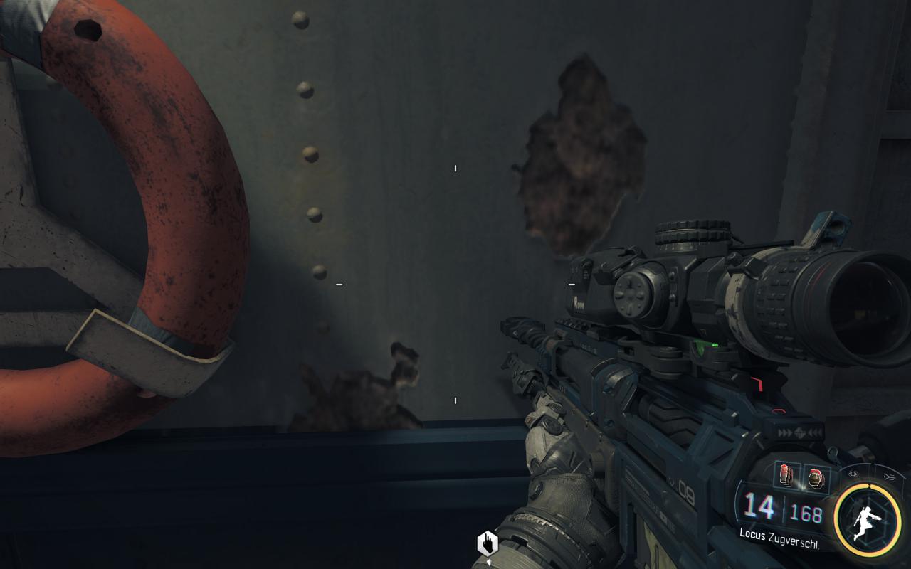 [07/11/2015] Call of Duty Black Ops 3 mit allen Grafikdetails am Anschlag. Die interne Renderauflösung beträgt 3.840 × 2.400 Pixel, was 2 × 2 Downsampling bei nativen 1.920 × 1.200 Pixeln respektive 1,5 × 1,5 DS bei nativen 2.560 × 1.600 Pixeln entspricht. Da schafft auch eine Titan X mit 1.450/4.200 MHz nur noch 45-60 Fps und nutz ihre 12 Gibyte Speicher voll aus. (78)