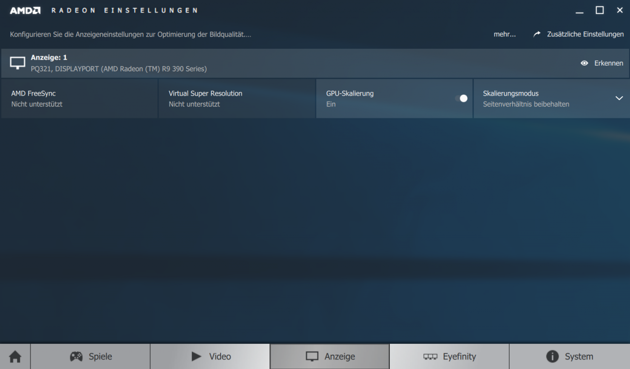 Radeon Settings Anzeige