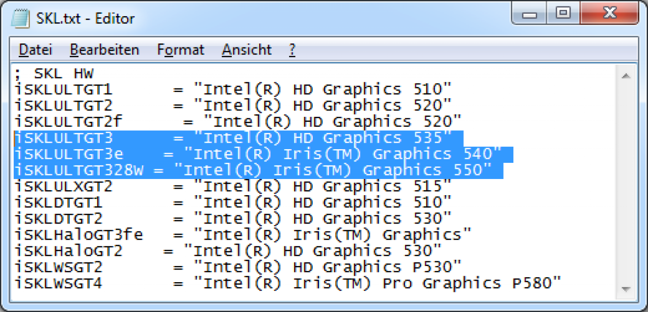 [02/11/2015] Skylake-Grafik: GT3, GT3 und GT4 geben sich die Ehre