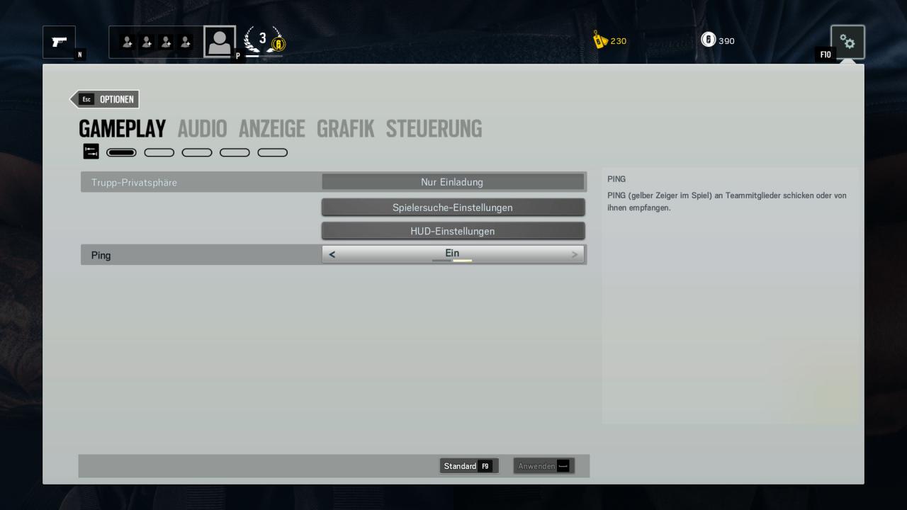Rainbow Six Siege - Optionsmenü Gameplay