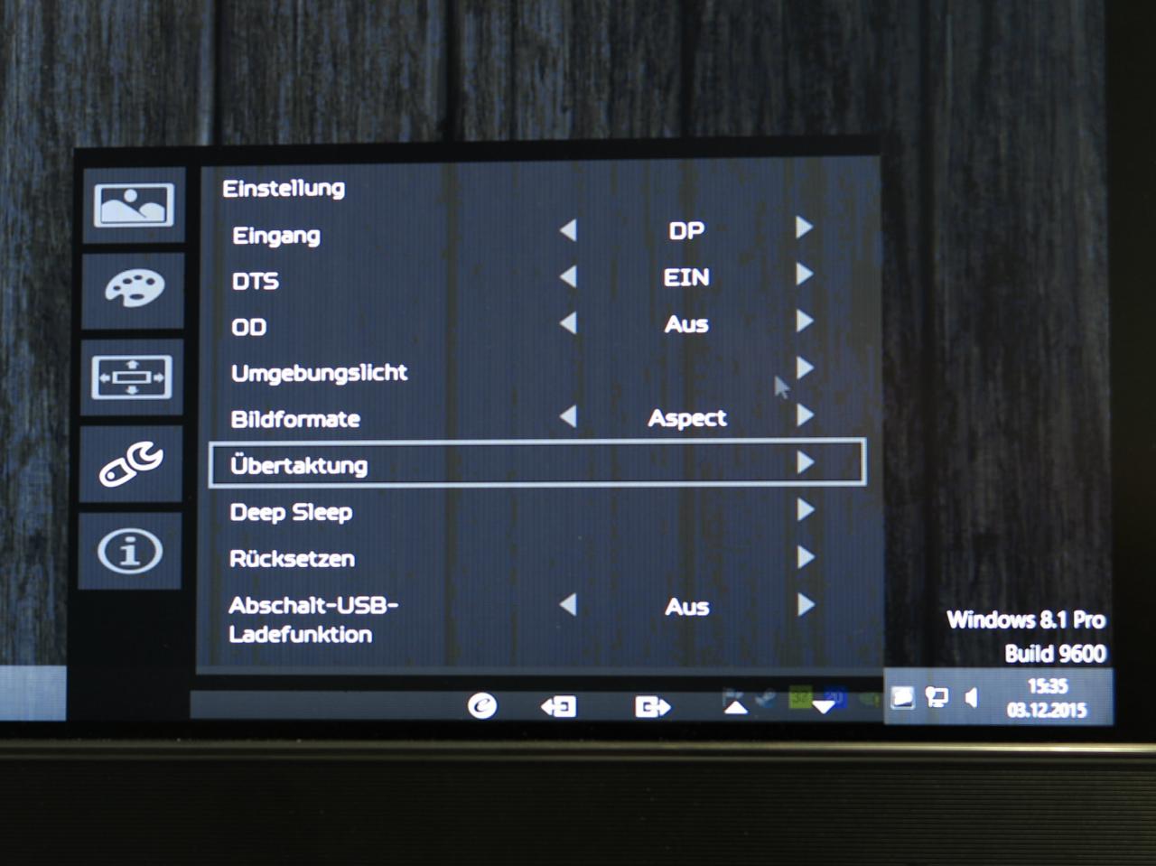 [03/12/2015] Acer Predator X34: On-Screen-Display