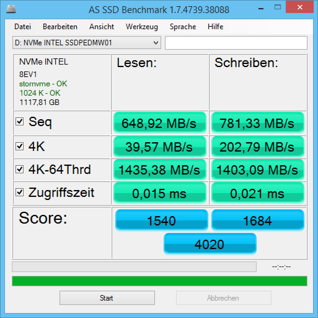 [18/01/2016] NVME-SSDs wie die Intel SSD 750 arbeiten mit dem Windows-NVME-Treiber wesentlich langsamer als vom Hersteller angegeben. Der Herstellertreiber löst dieses Probelm
