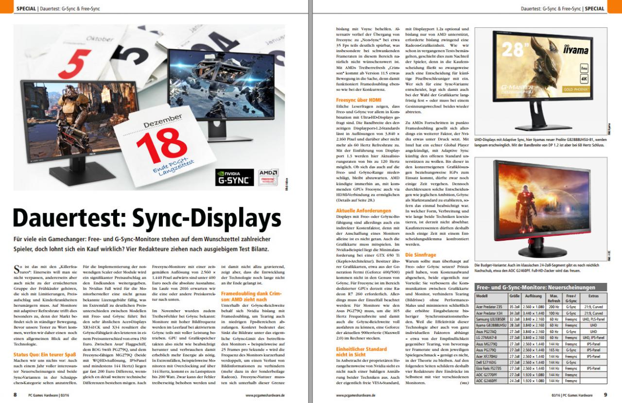 [01/01/2016] Special Sync-Displays (PCGH 02/2016, #184)