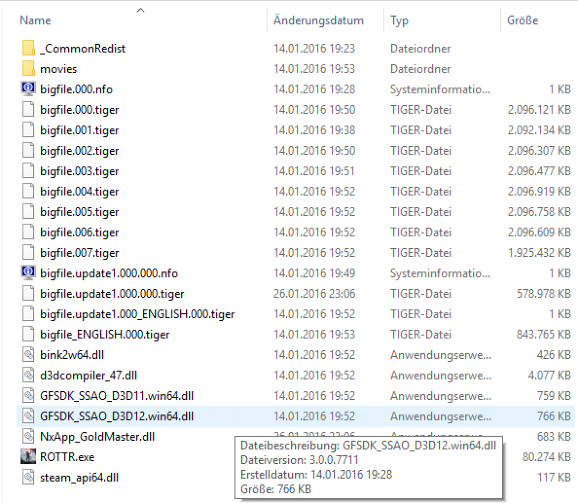 [27/01/2016] Interessant: Im Spielverzeichnis findet sich eine Nvidia-DLL für eine Umgebungsverdeckung mit Direct-X-12-Bezug